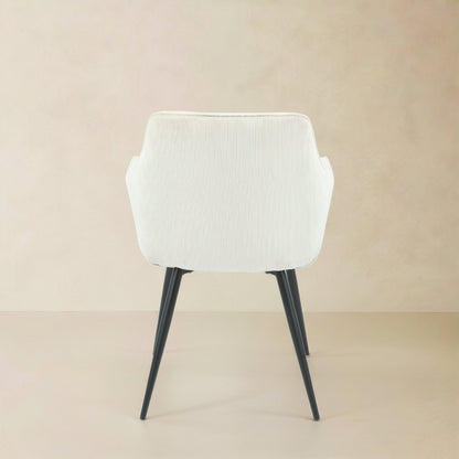 ELARA Corduroy Fabric Armchair, Cream