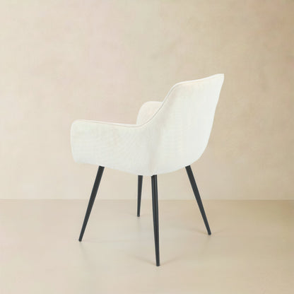 ELARA Corduroy Fabric Armchair, Cream