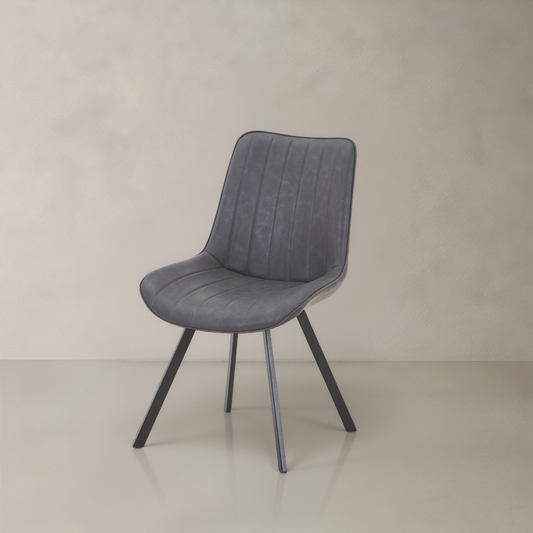 CASSIA Leather Chair with Square Legs, Dark Grey