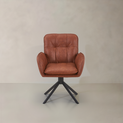 LEO Swivel Leather Armchair, Brown
