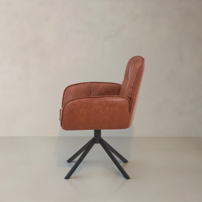 LEO Swivel Leather Armchair, Brown