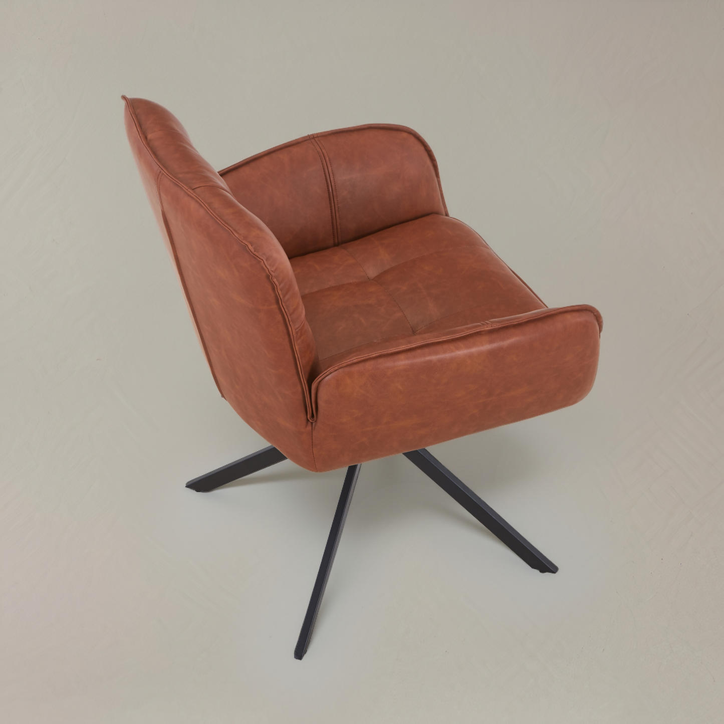 LEO Swivel Leather Armchair, Brown