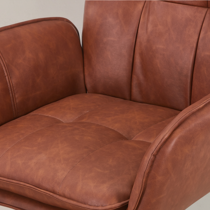 LEO Swivel Leather Armchair, Brown