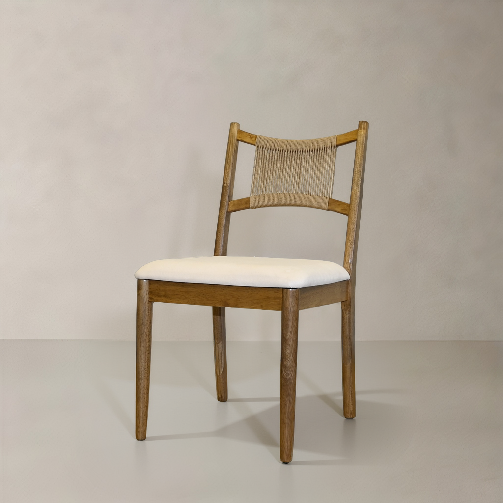 APRIL Solid Wood Dining Chair, Cream