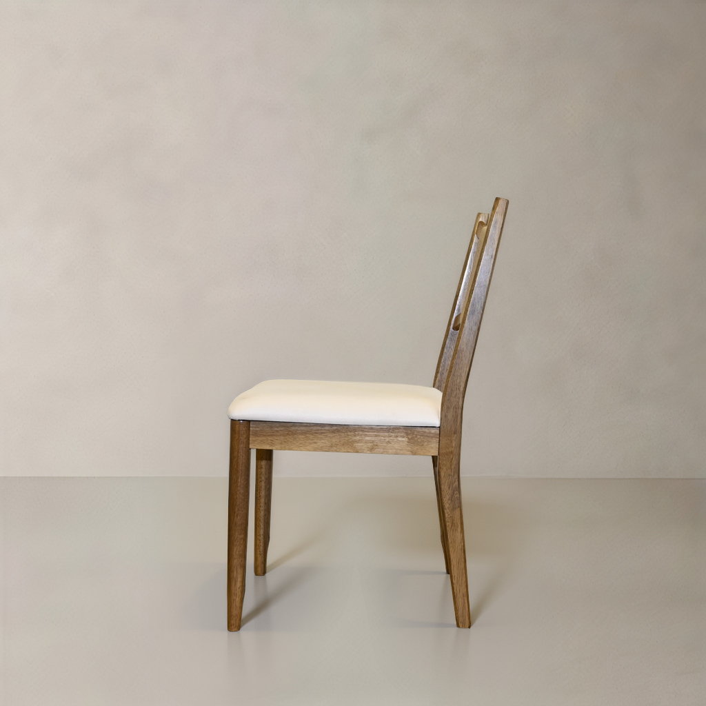 APRIL Solid Wood Dining Chair, Cream