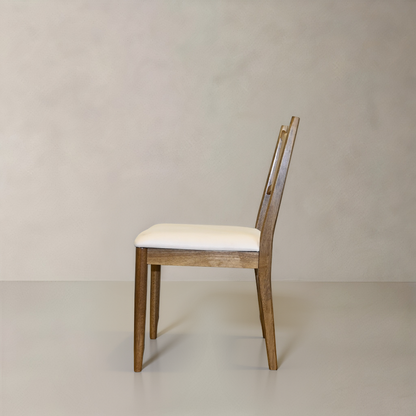 APRIL Solid Wood Dining Chair, Cream