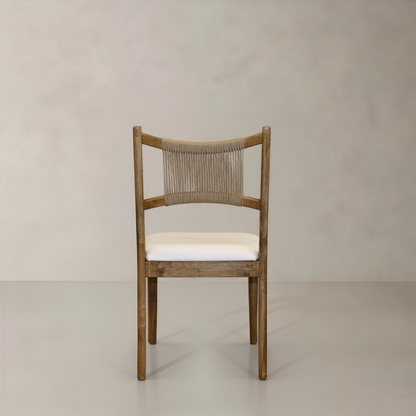 APRIL Solid Wood Dining Chair, Cream