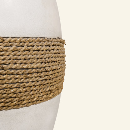 Large decorative vase made of cement and seagrass