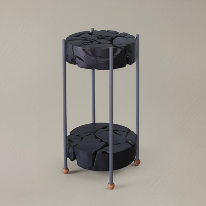 SIENNA Solid Teak Side Table, Black