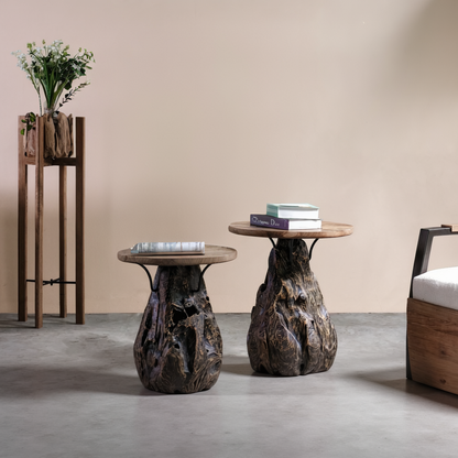 MONROE Solid Teak Side Table, Natural, 50cm