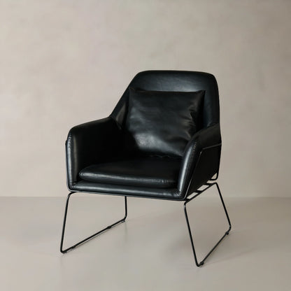 STREAM Leather Lounge Chair, Black, 35"