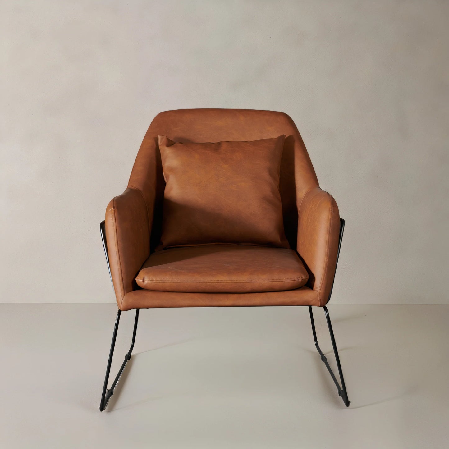 STREAM Leather Lounge Chair, Brown, 35"