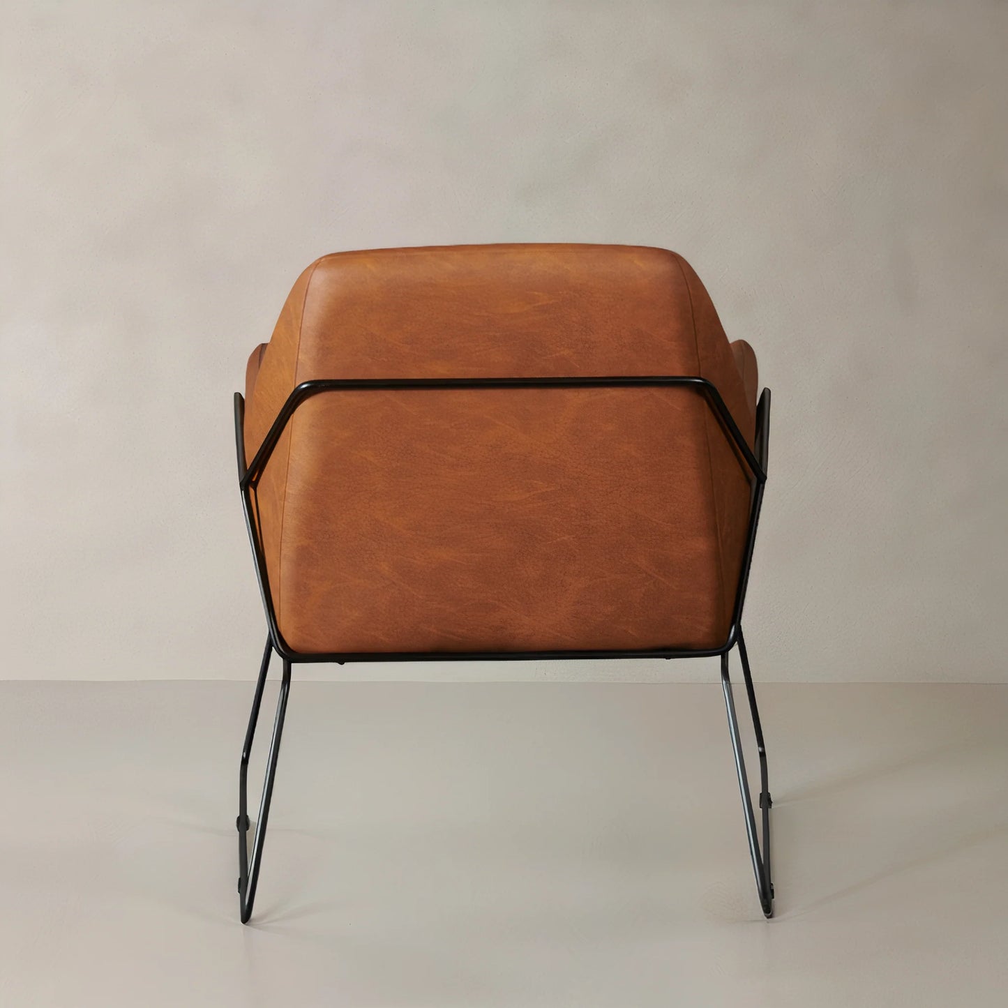 STREAM Leather Lounge Chair, Brown, 35"