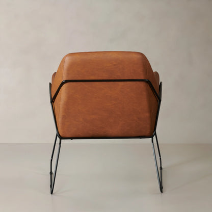 STREAM Leather Lounge Chair, Brown, 35"