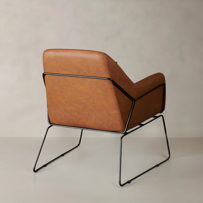 STREAM Leather Lounge Chair, Brown, 35"