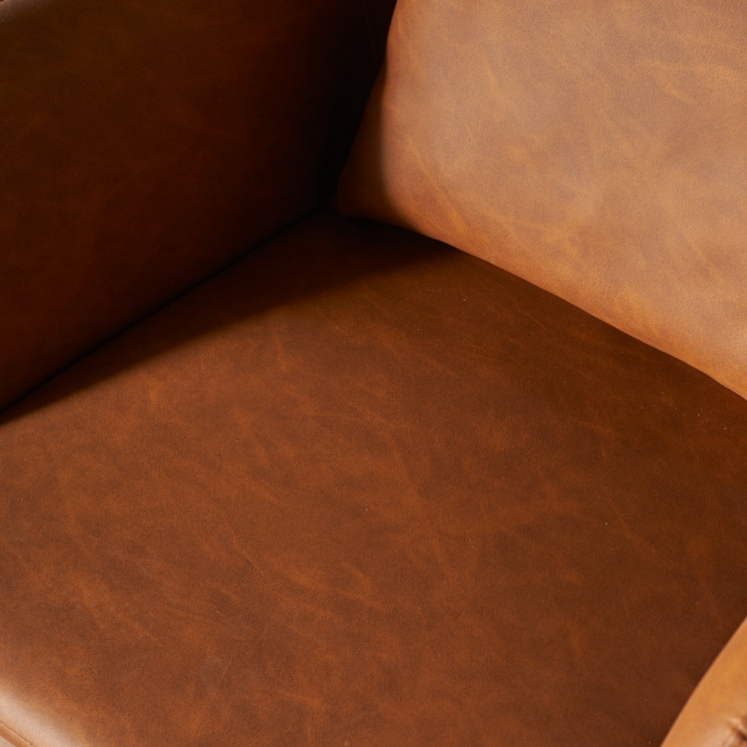 STREAM Leather Lounge Chair, Brown, 35"