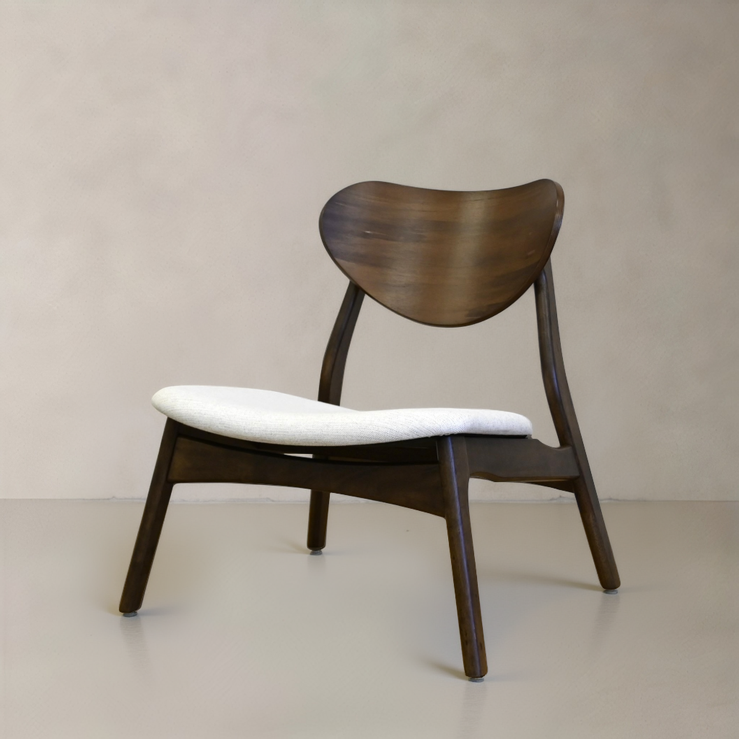 LAURENT Solid Wood Lounge Chair, Cream, 28.1"