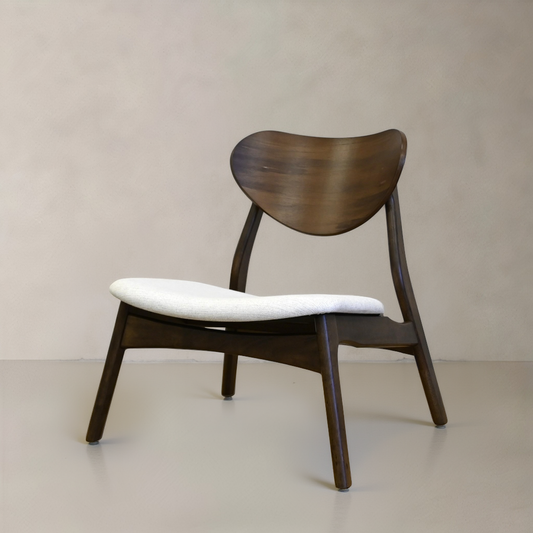 LAURENT Solid Wood Lounge Chair, Cream, 28.1"