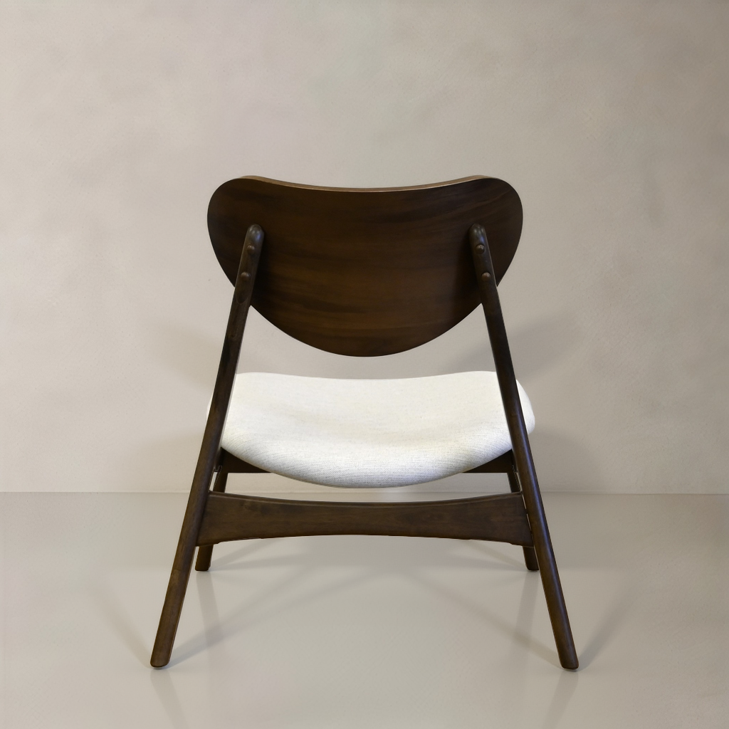 LAURENT Solid Wood Lounge Chair, Cream, 28.1"