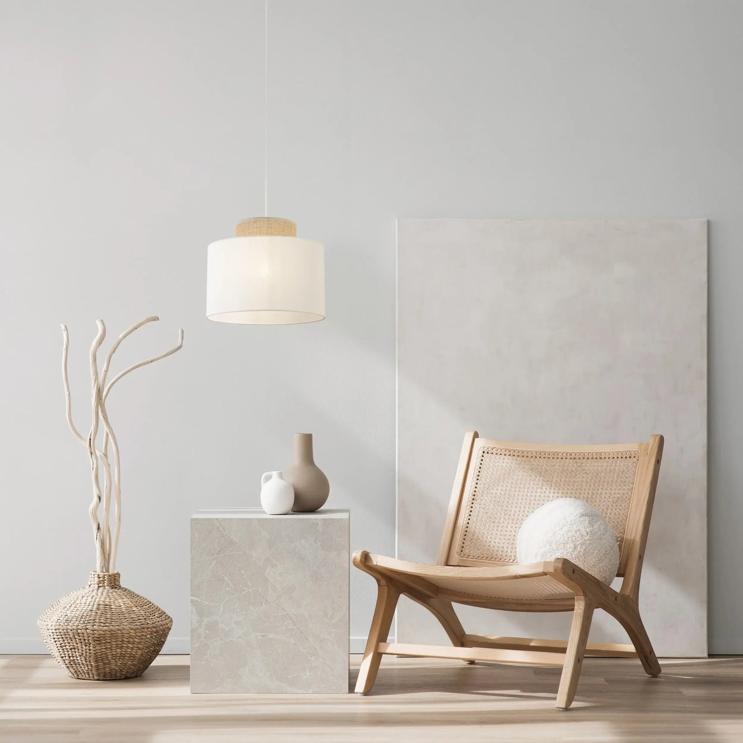 DUO White Jute Natural Pendant Light LumoCrafts