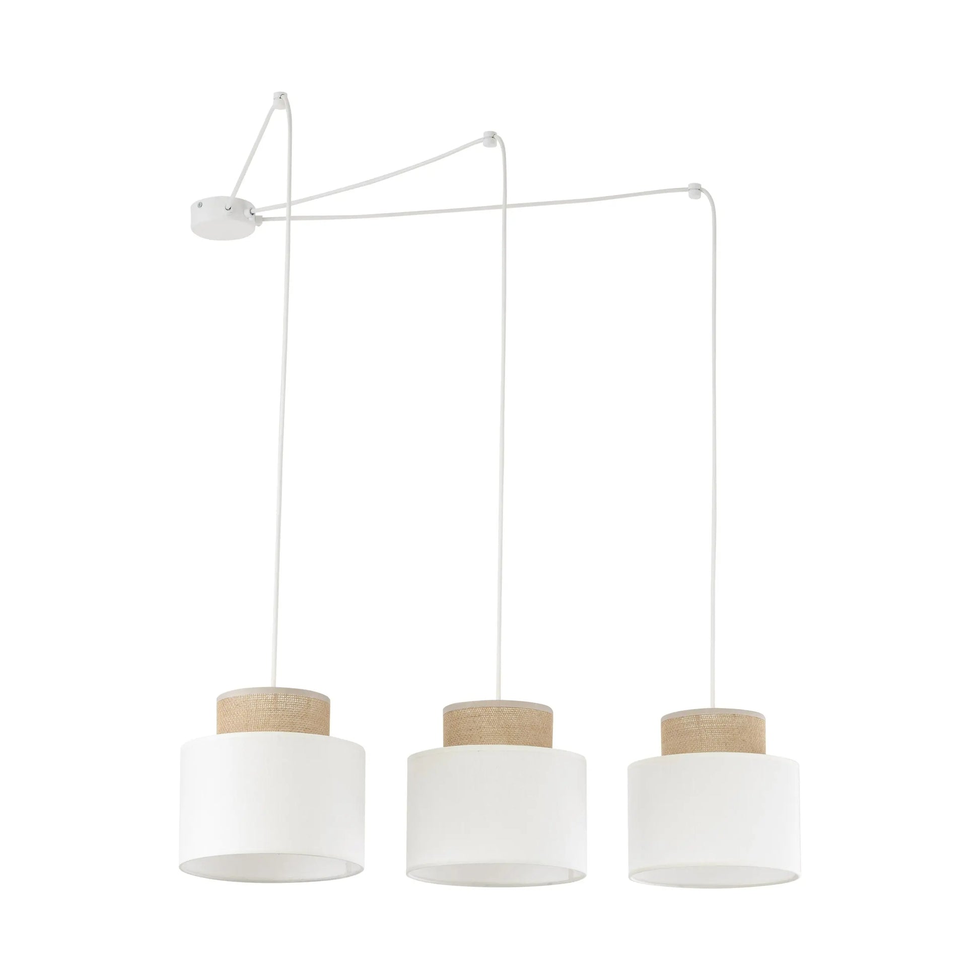 DUO White Jute Natural Suspension Light 3 LumoCrafts