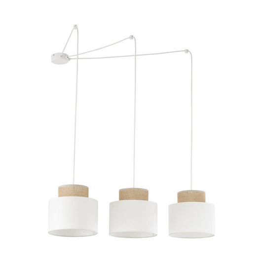 DUO White Jute Natural Suspension Light 3 LumoCrafts