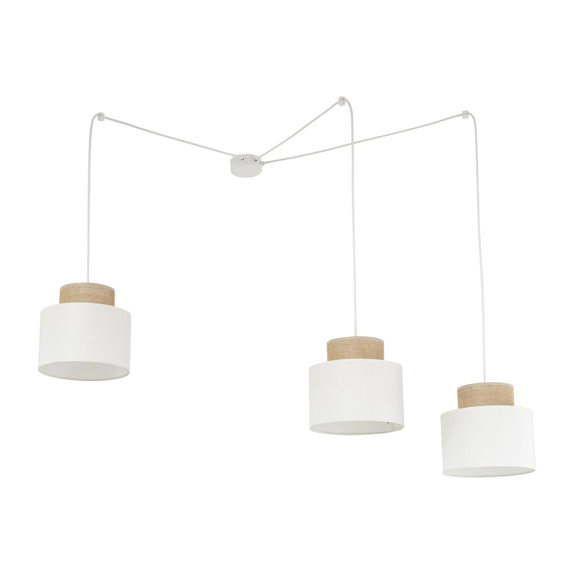 DUO White Jute Natural Suspension Light 3 LumoCrafts