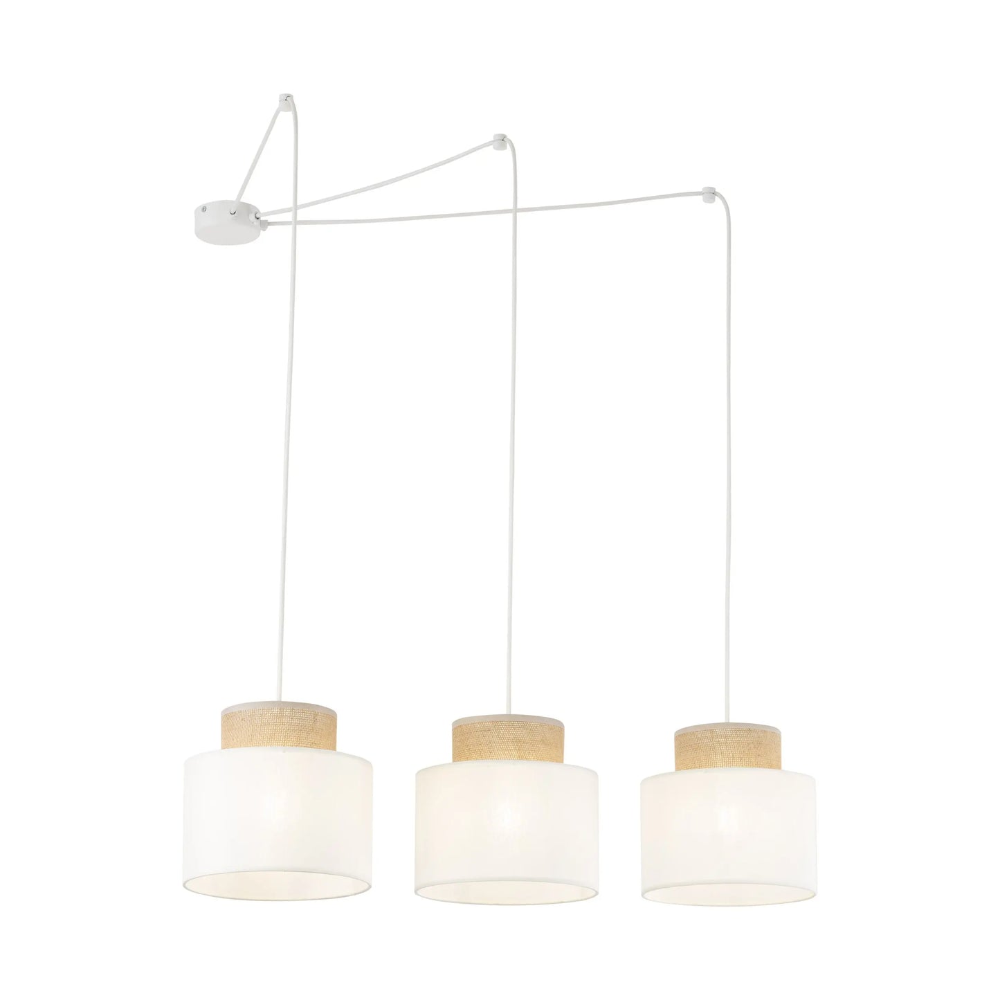 DUO White Jute Natural Suspension Light 3 LumoCrafts