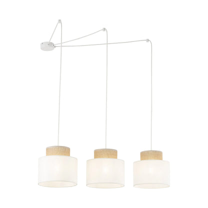 DUO White Jute Natural Suspension Light 3 LumoCrafts