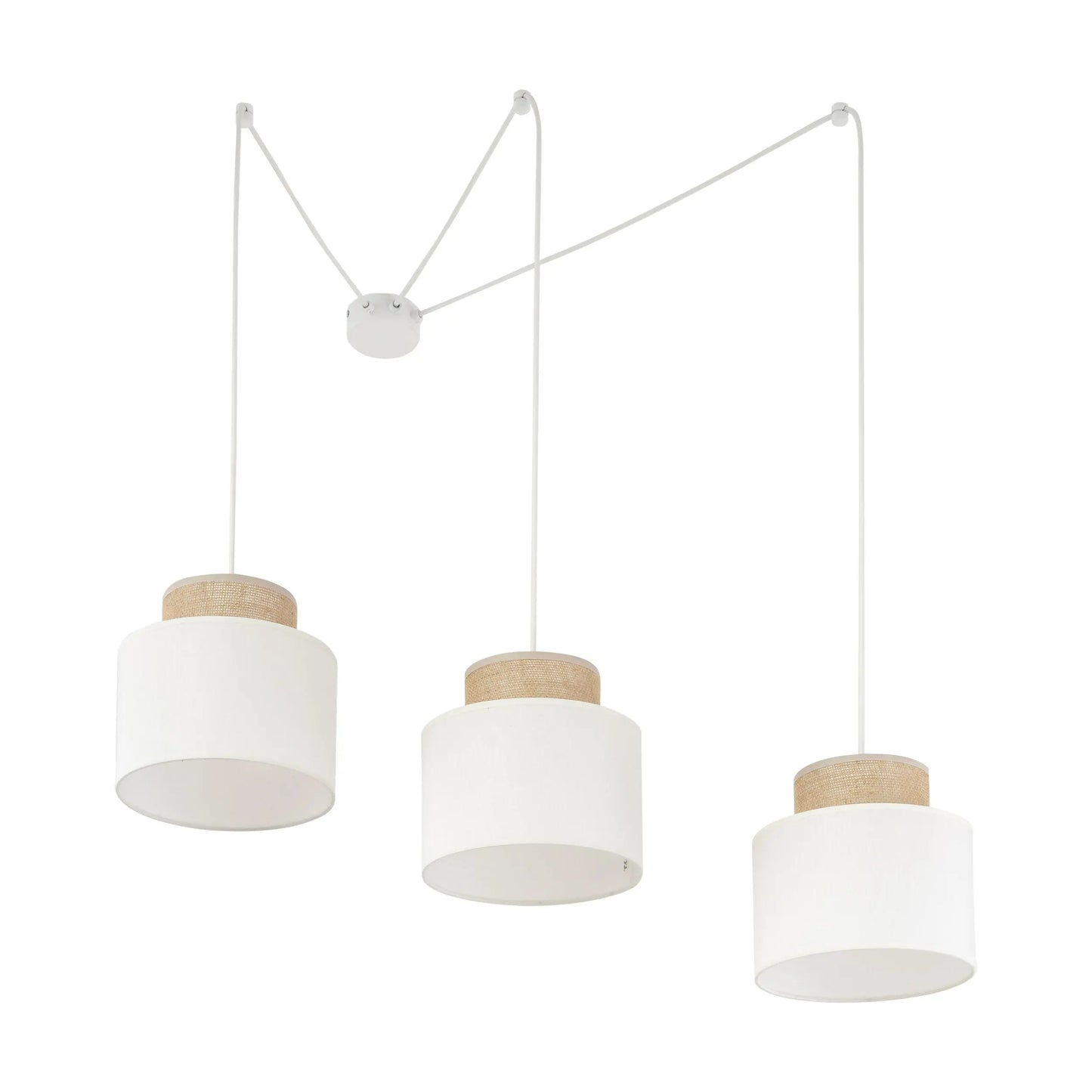 DUO White Jute Natural Suspension Light 3 LumoCrafts