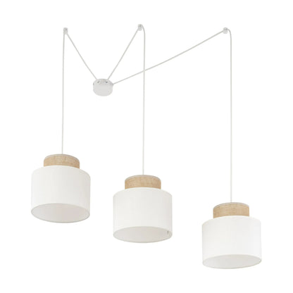 DUO White Jute Natural Suspension Light 3 LumoCrafts