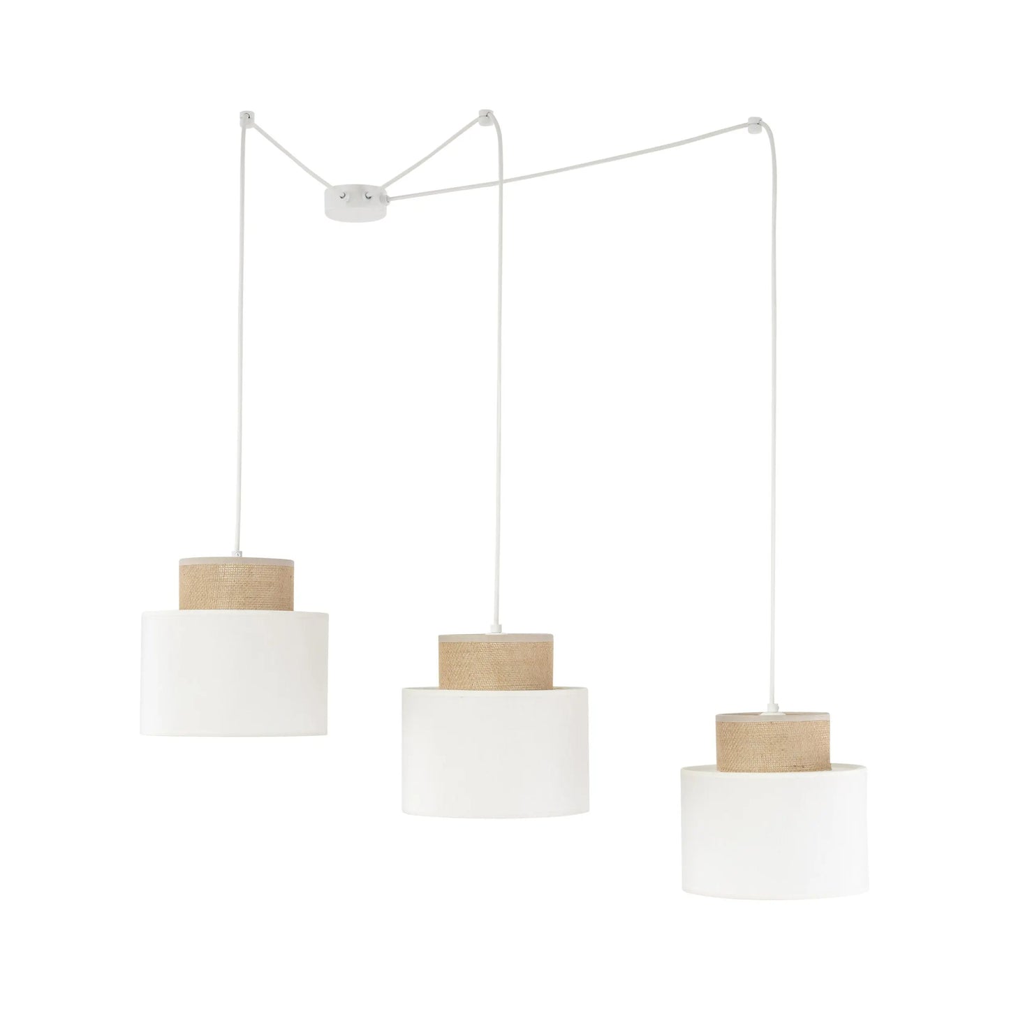 DUO White Jute Natural Suspension Light 3 LumoCrafts