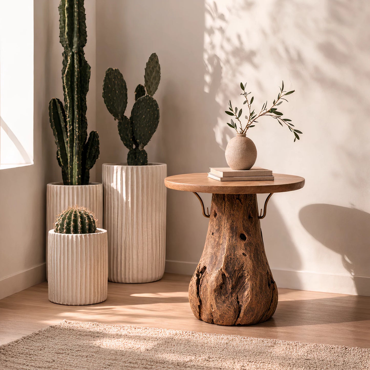 Monroe 19.7" Solid Teak Root Side Table