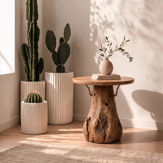 Monroe 19.7" Solid Teak Root Side Table