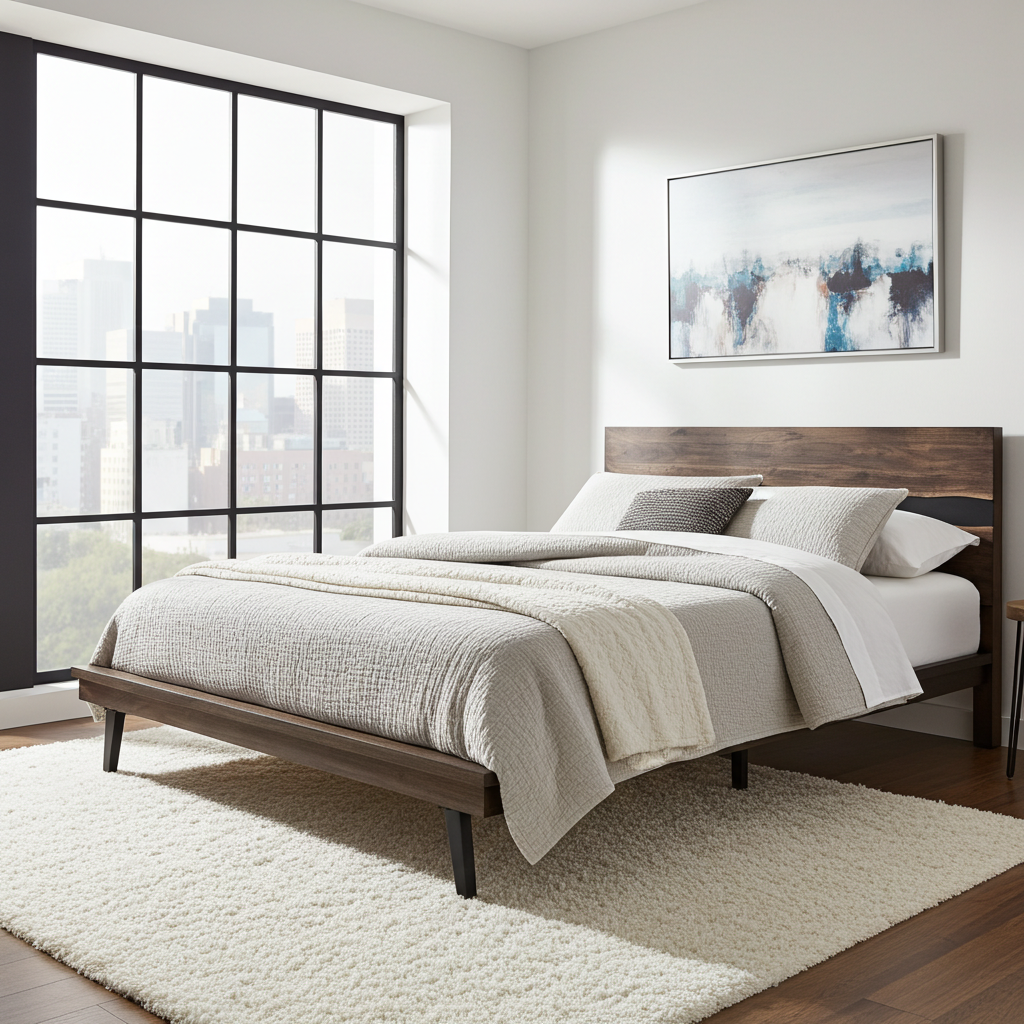 Cadre de Lit Queen en bois massif d'Acacia live edge