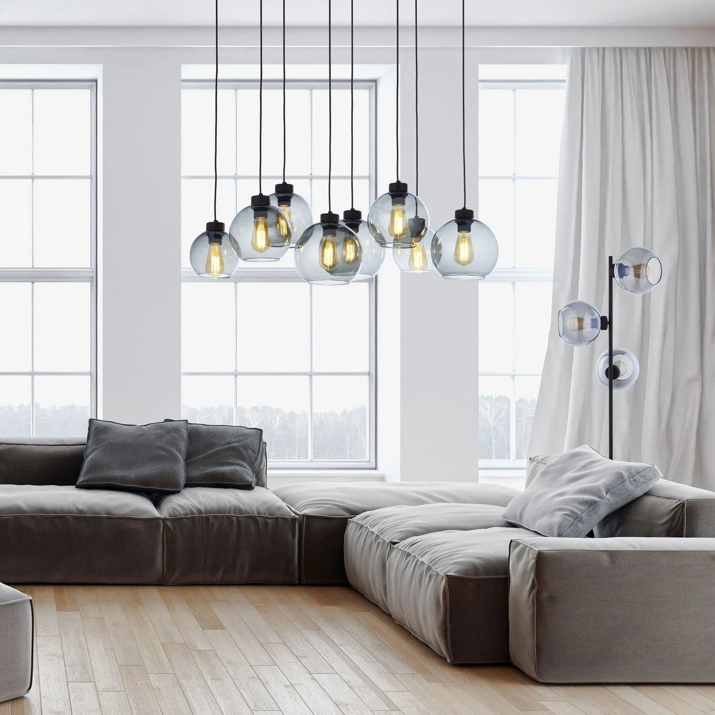 CUBUS Graphite Glass Scandinavian  Pendant Light 8 LumoCrafts