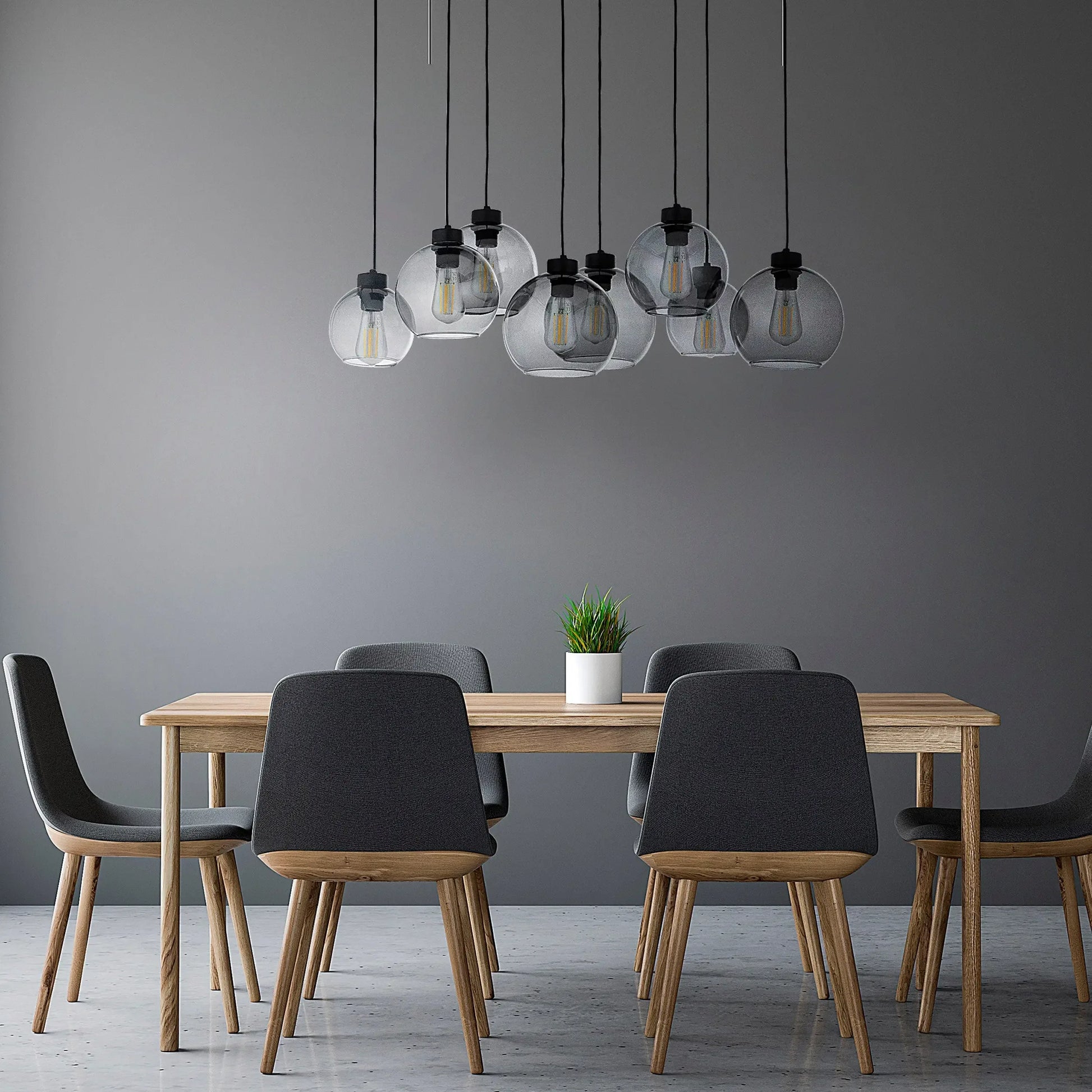 CUBUS Graphite Glass Scandinavian  Pendant Light 8 LumoCrafts