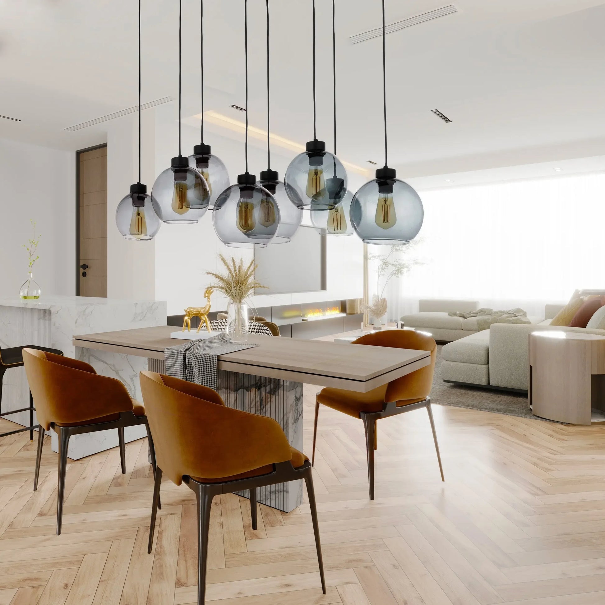 CUBUS Graphite Glass Scandinavian  Pendant Light 8 LumoCrafts
