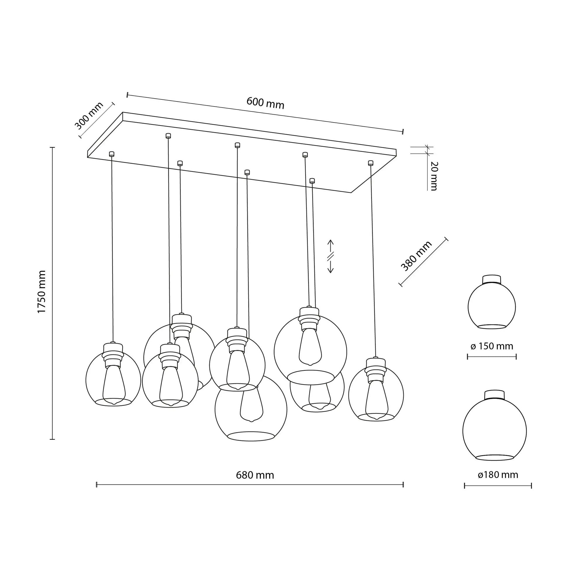 CUBUS Graphite Glass Scandinavian  Pendant Light 8 LumoCrafts