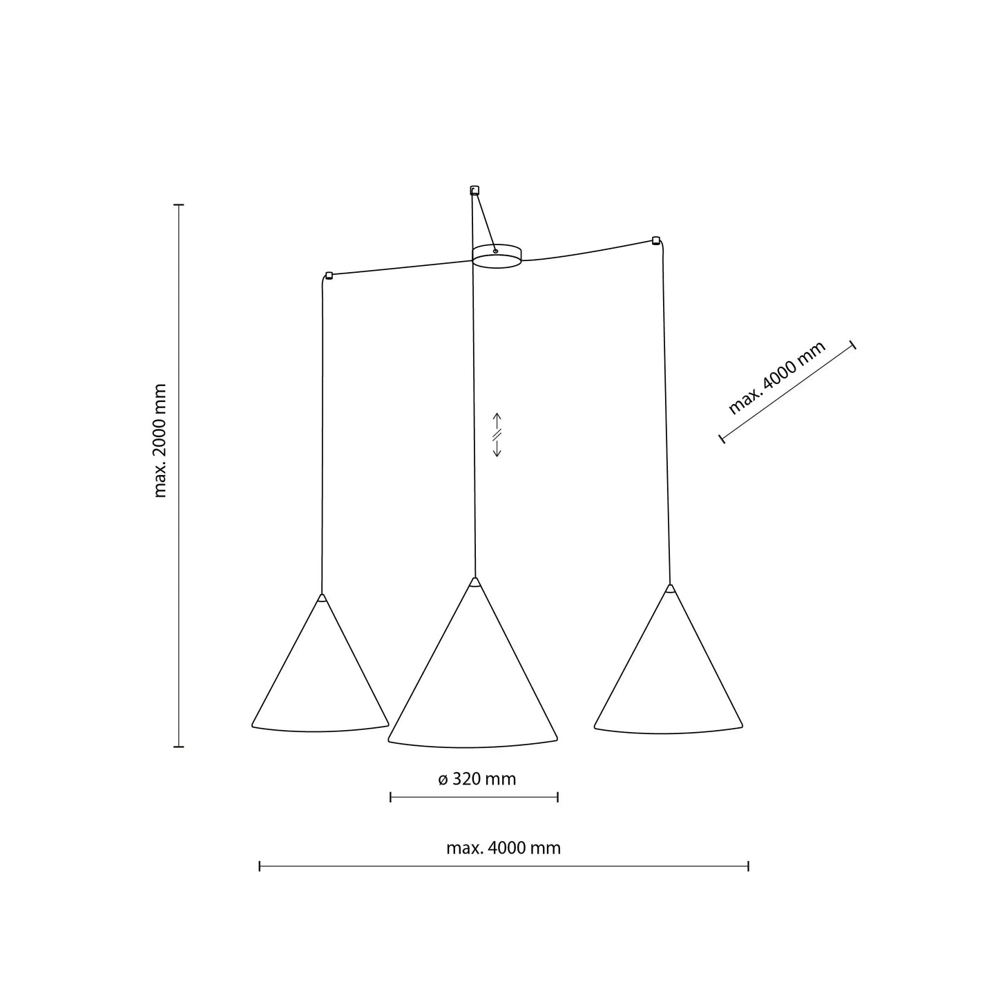 CONO Black Modern Minimalist  Suspension Light 3 LumoCrafts