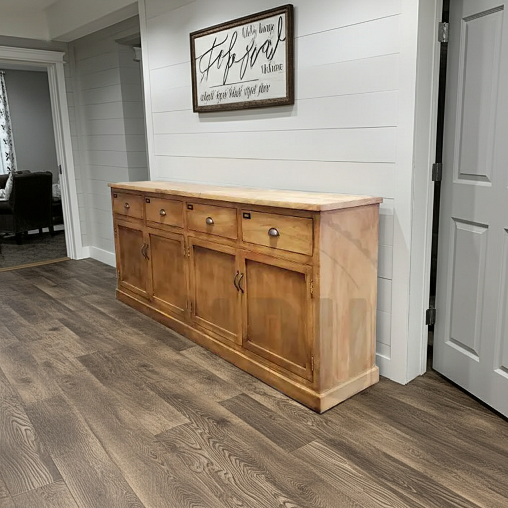 Buffet campagnard en bois de manguier fini patine naturel