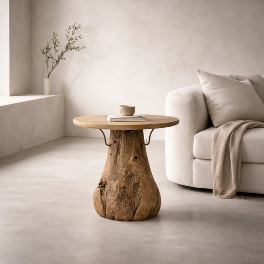 Monroe 17.7" Solid Teak Root Side Table
