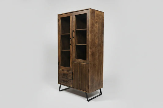 Armoire Arezzo en bois de manguier portes vitrées Vindus Furniture