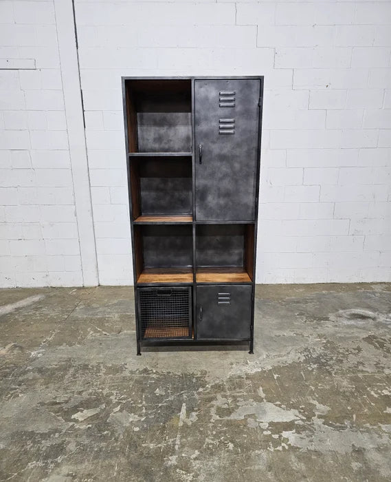 Industrial locker style cabinet in mango wood and vintage steel