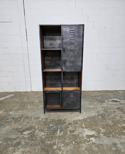 Industrial locker style cabinet in mango wood and vintage steel