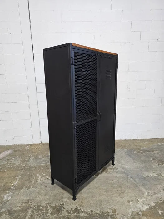 Industrial locker style cabinet with mesh door