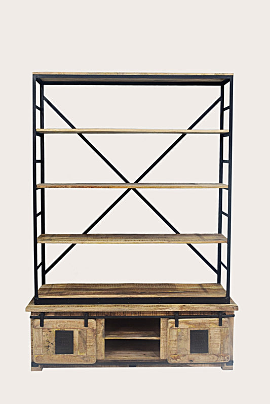 Farmhouse bookcase in raw mango wood