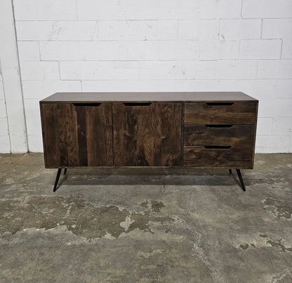 Scandinavian sideboard in dark brown acacia wood