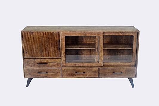Arezzo sideboard in mango wood with sliding glass doors