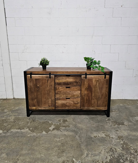 Buffet Avila en bois de manguier portes coulissantes